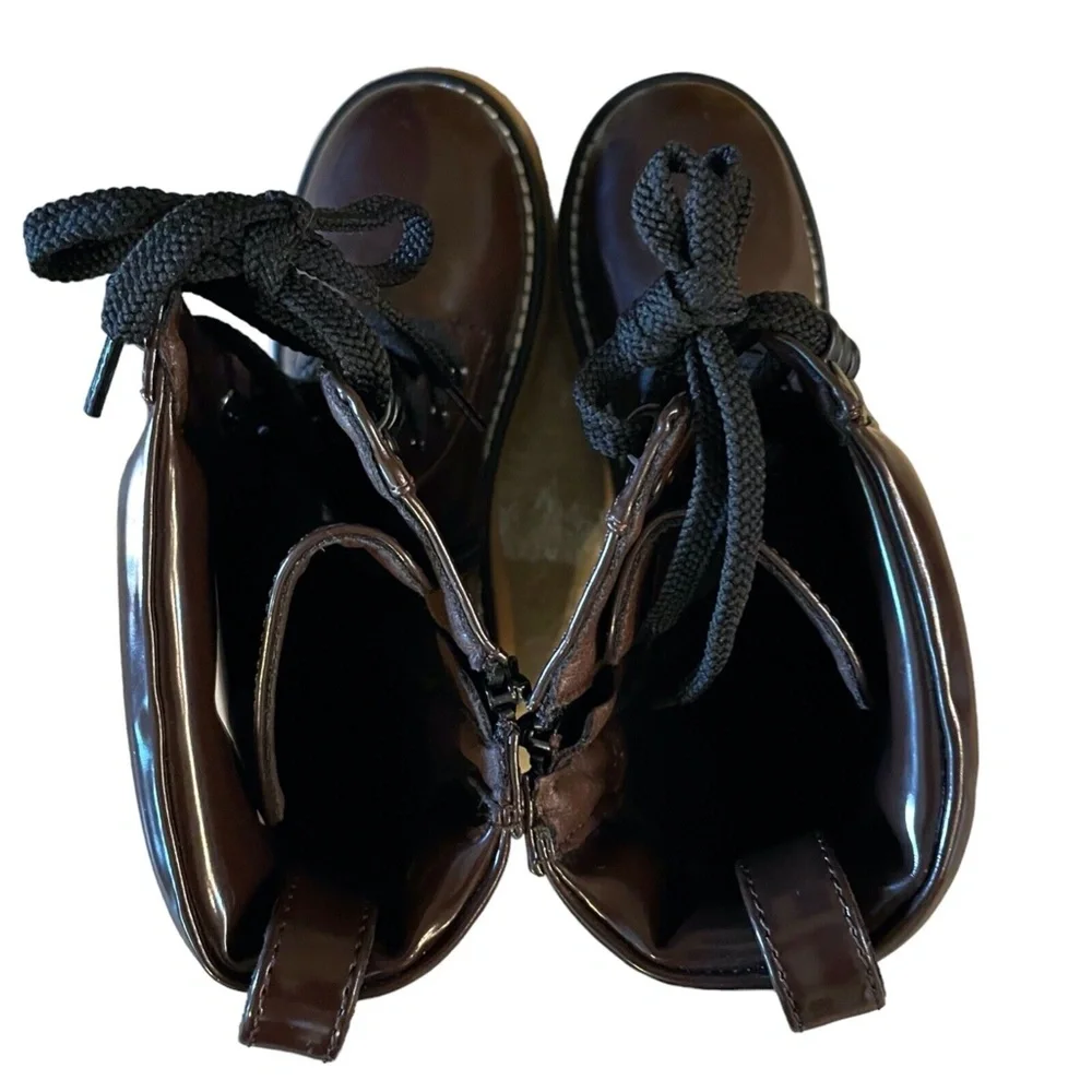 Dream Pairs‎ Girls Lace Up Chunky Platform Boots Size 5.5 Brown Side Zip